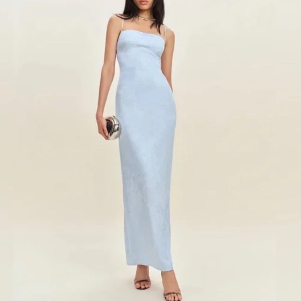 Reformation Frankie Dress In Ice, brand new, without tags, no flaws.